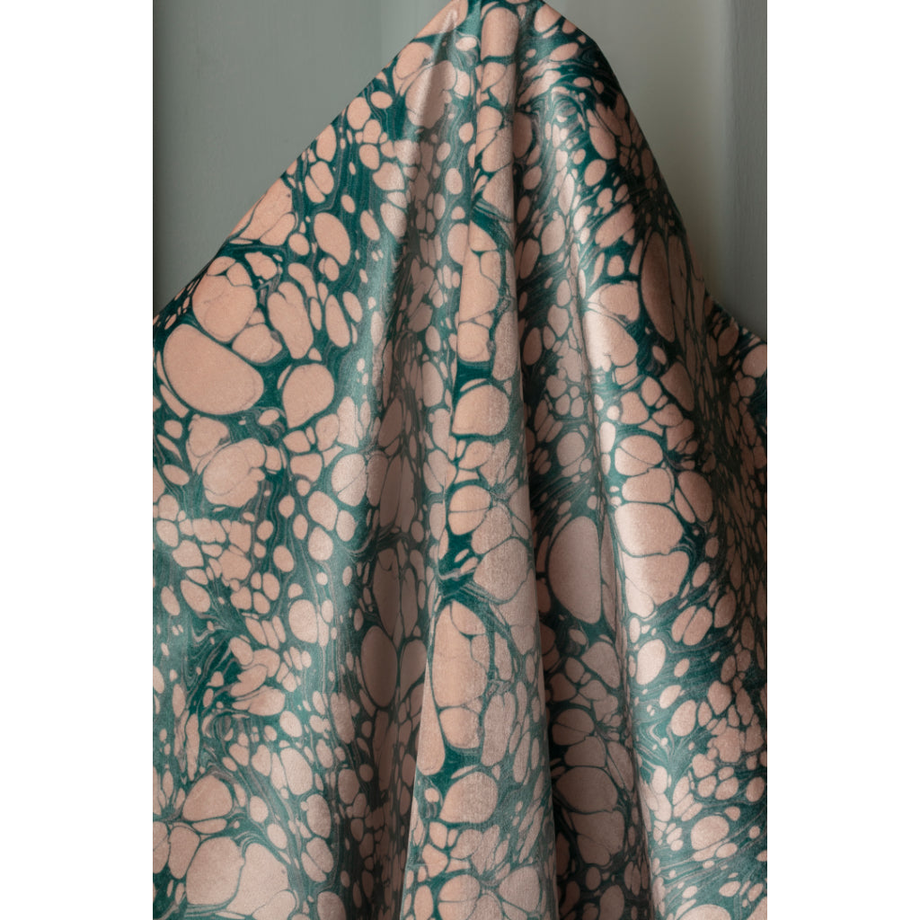 Aqua Mini Marbled Velvet Fabric