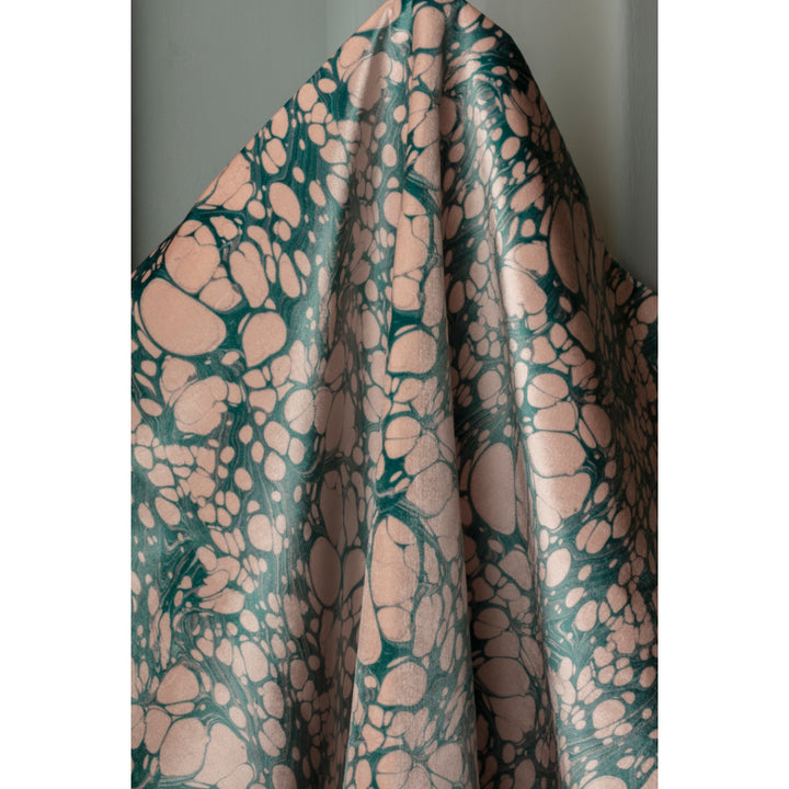 Aqua Mini Marbled Velvet Fabric