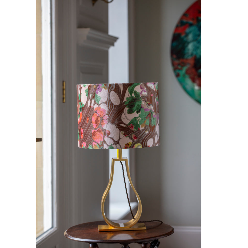 Brown Rose Marbled Velvet Lampshade