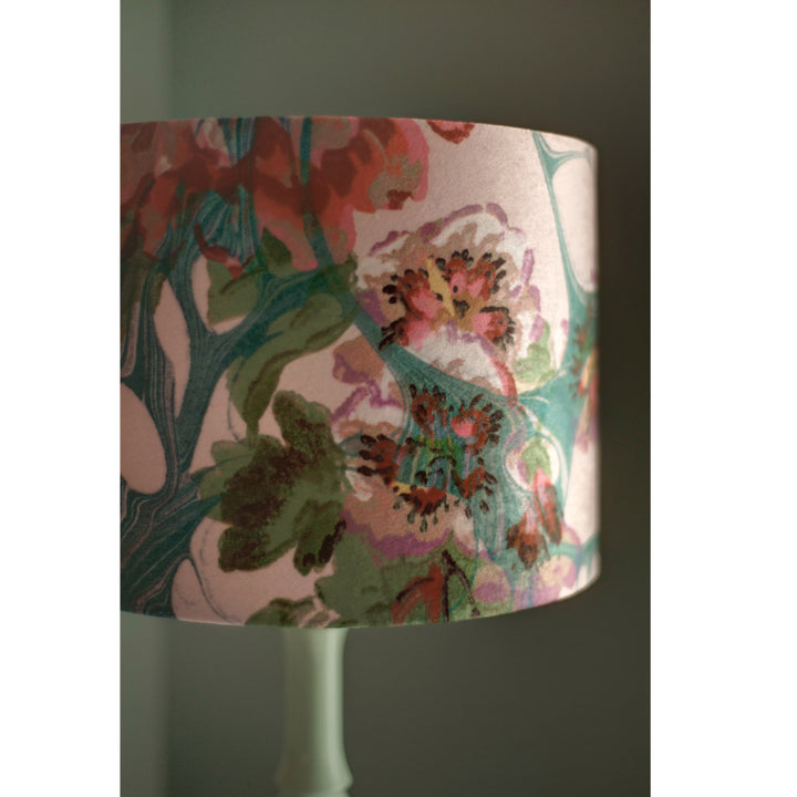 Blue Rose Marbled Velvet Lampshade