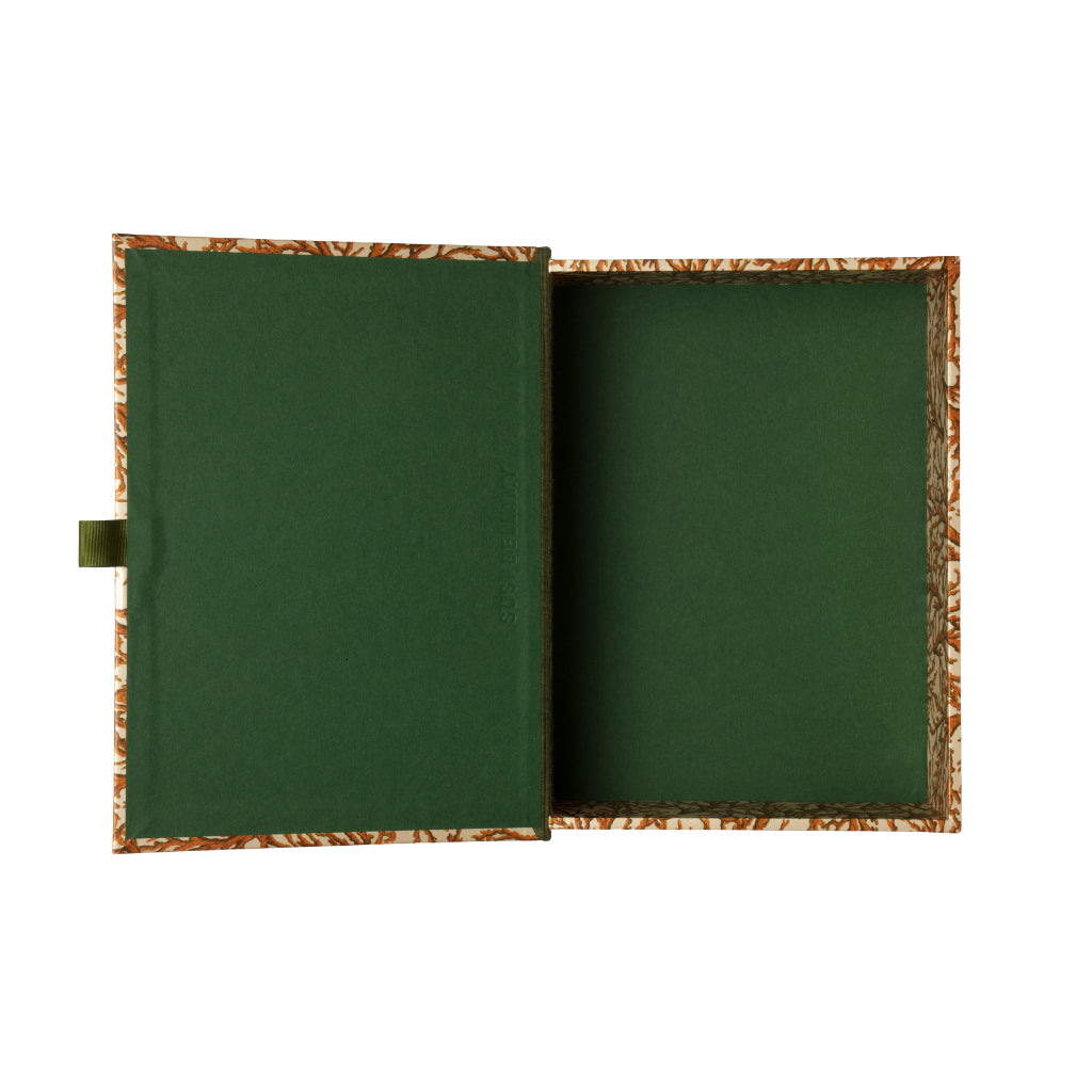Orange and cream A4 box file with coral pattern