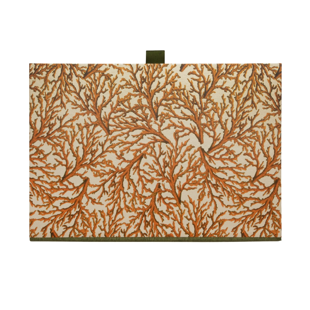 Orange and cream A4 box file with coral pattern