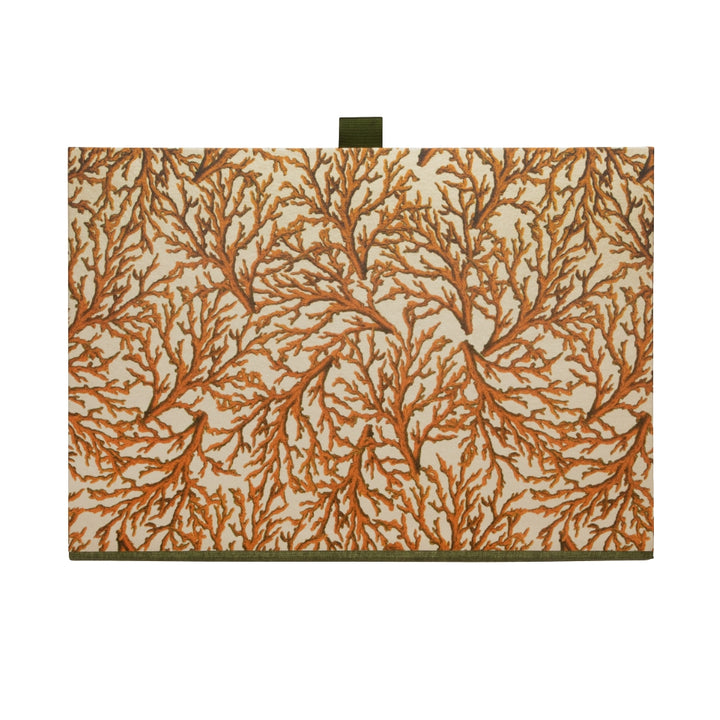 Orange and cream A4 box file with coral pattern