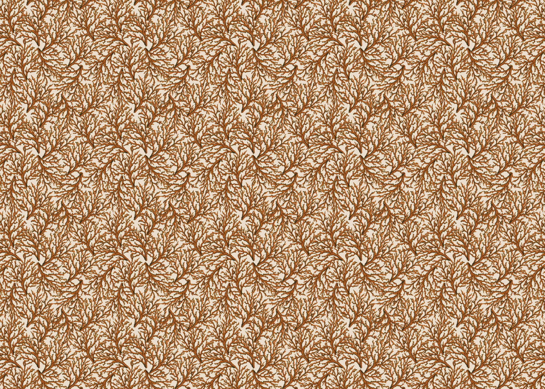 Brown coral pattern fabric on a cream background