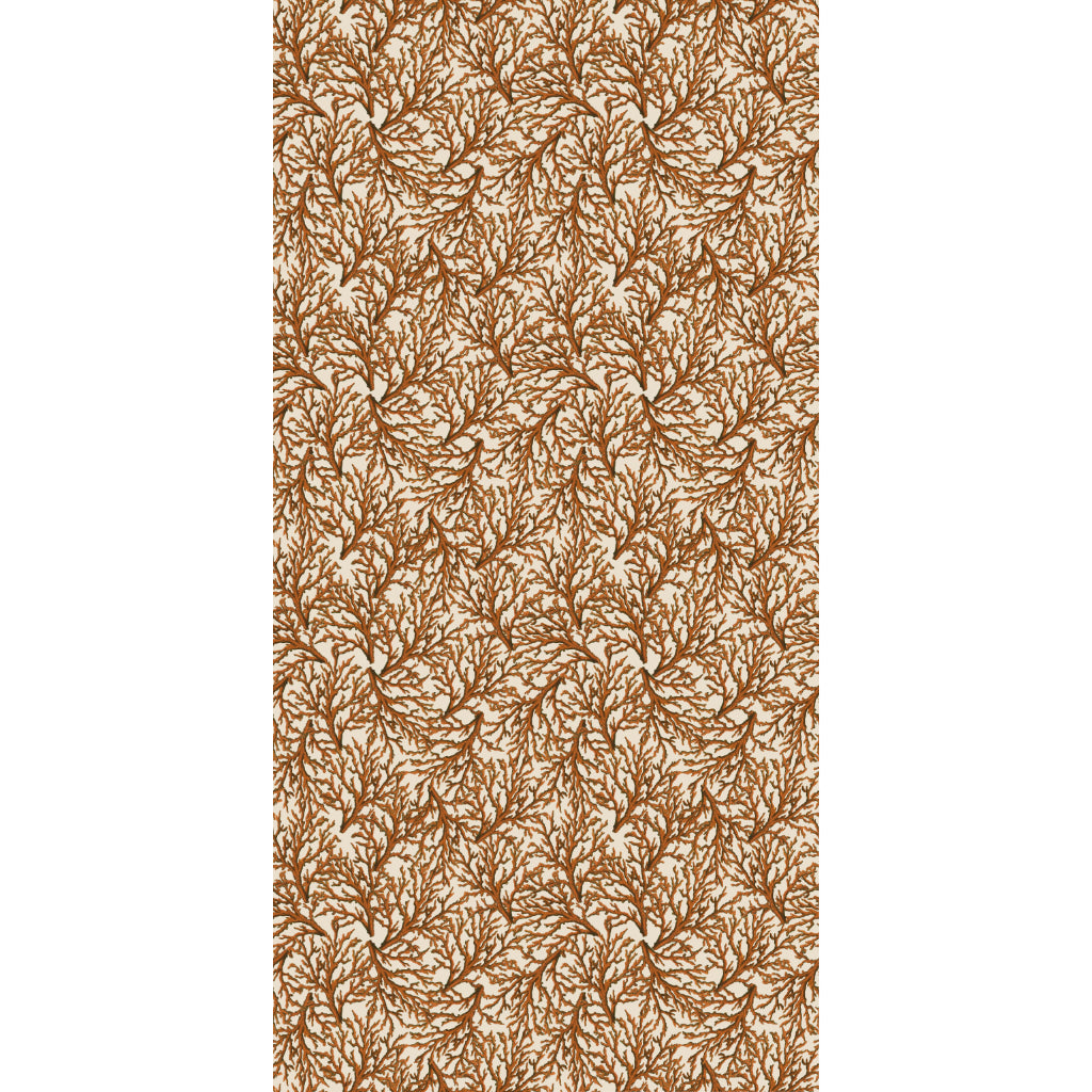 Orange coral patterned wallpaper on a white background