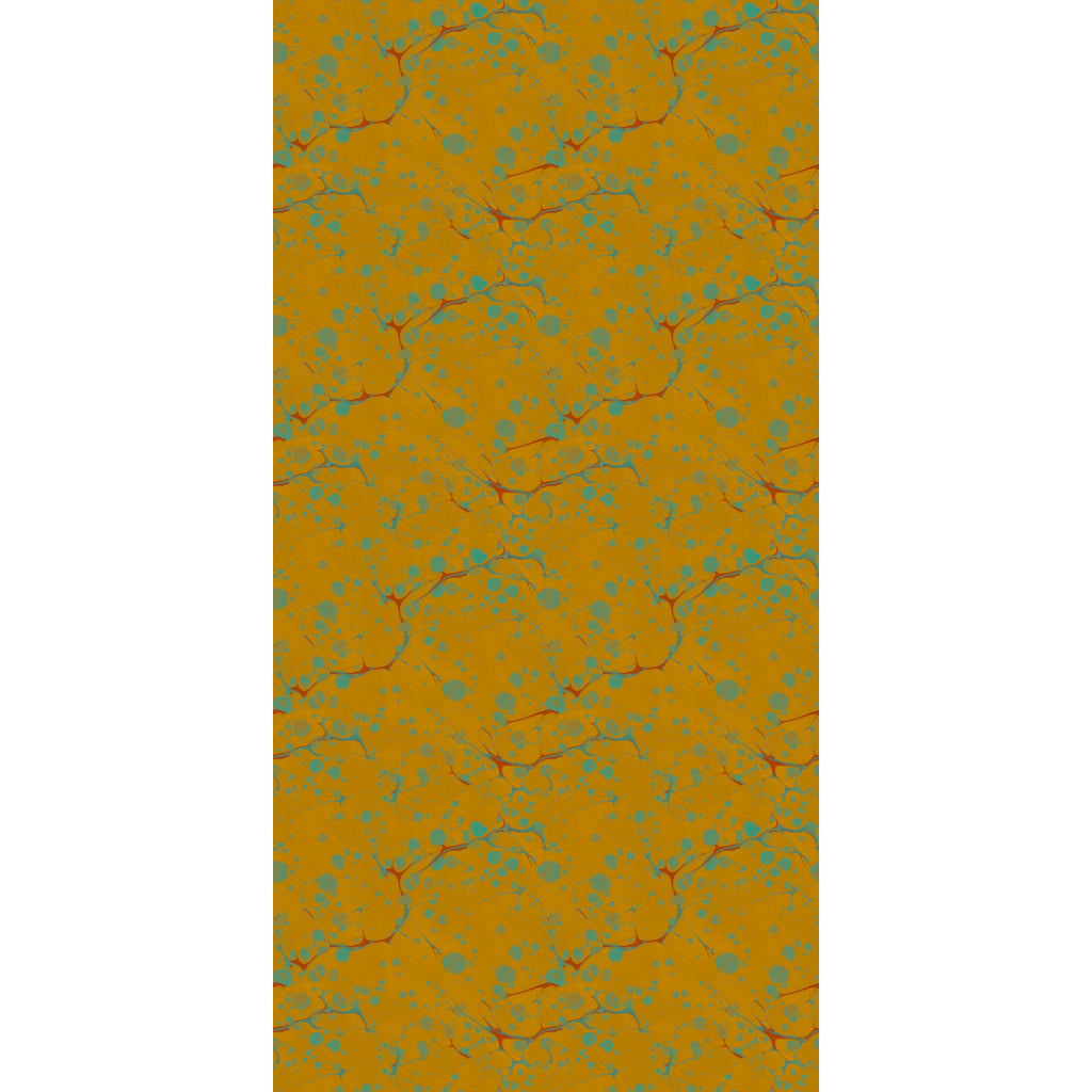 Patterned paper with a green and saffron yellow colour scheme