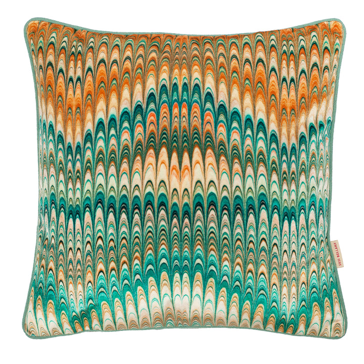 Saffron Plumes Velvet Square Cushion