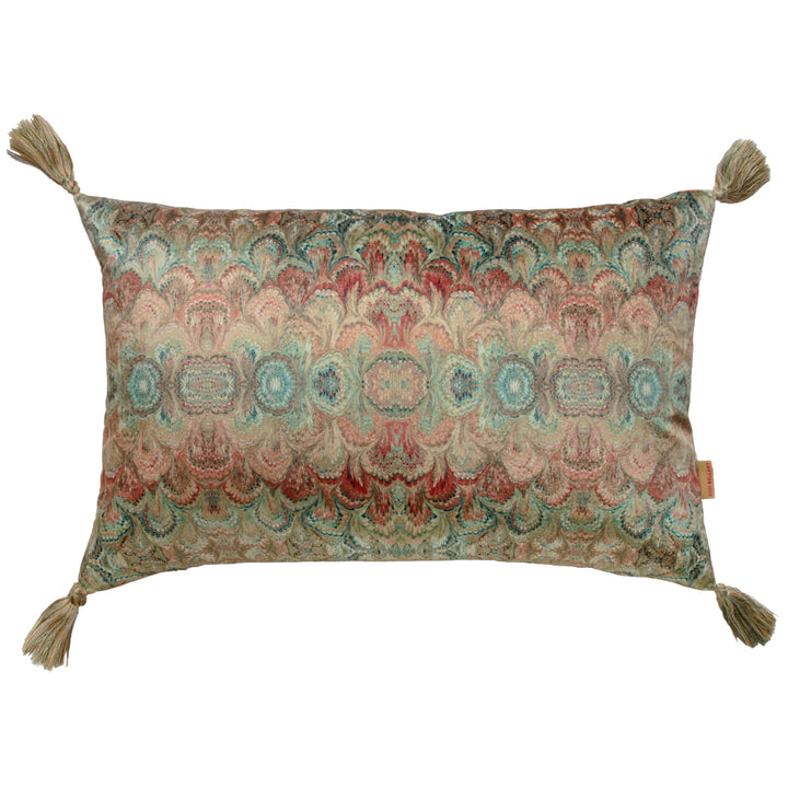 Tasselled Sand Bouquet Velvet Large Oblong Cushion