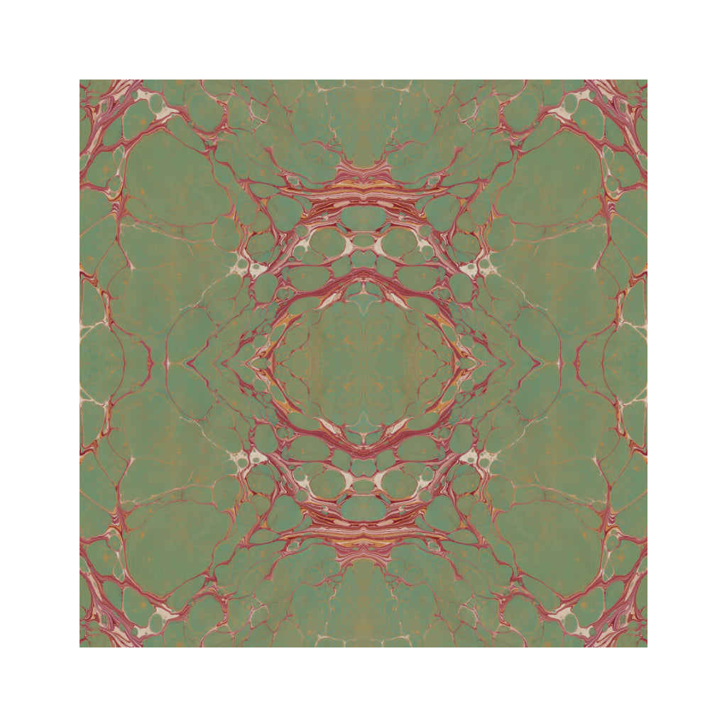 Sage Marbled Square Silk Satin Scarf