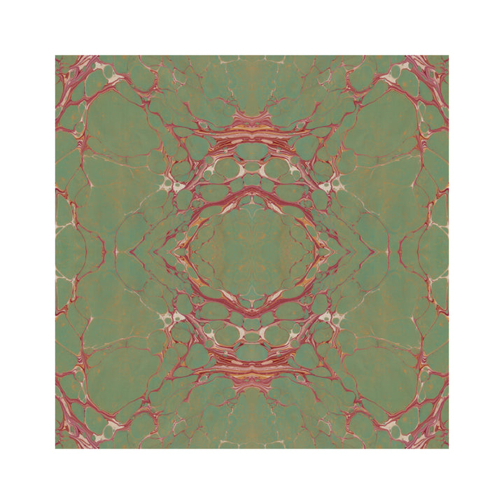 Sage Marbled Square Silk Satin Scarf
