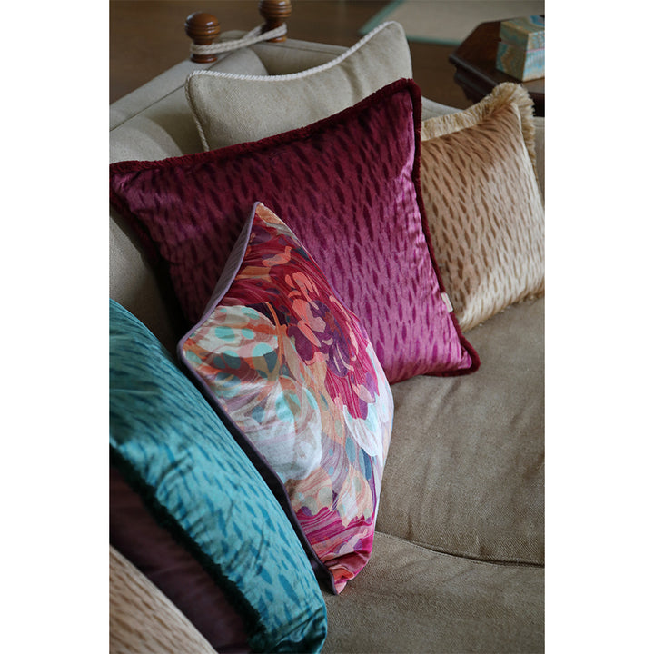 Ruched Oxblood Veneer Velvet Large Square Cushion