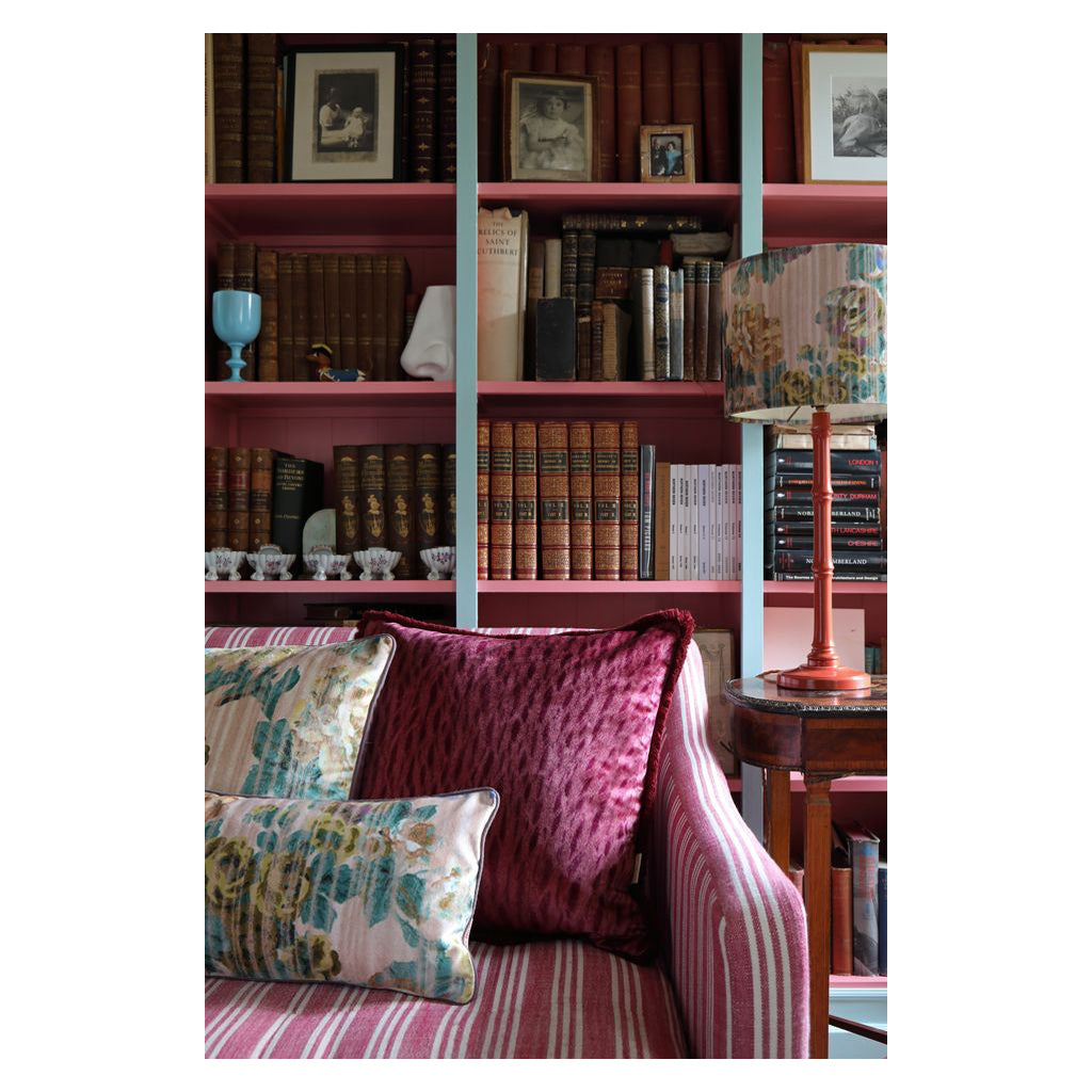 Ruched Oxblood Veneer Velvet Large Square Cushion