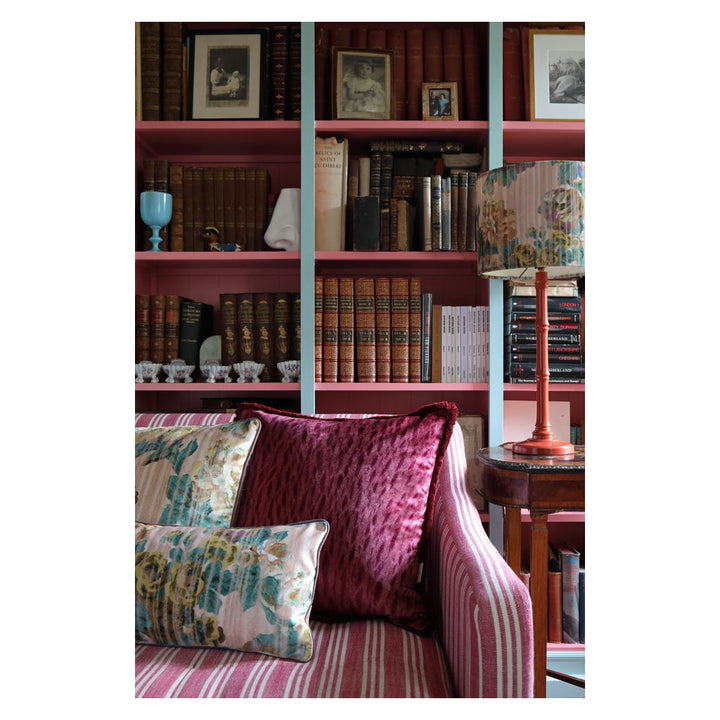 Ruched Oxblood Veneer Velvet Large Square Cushion