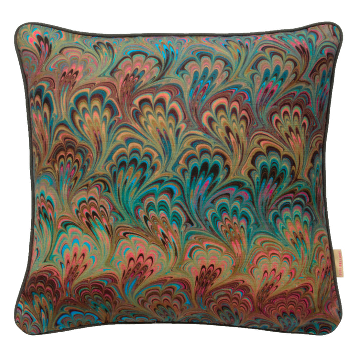 Teal Bouquet Linen Square Cushion