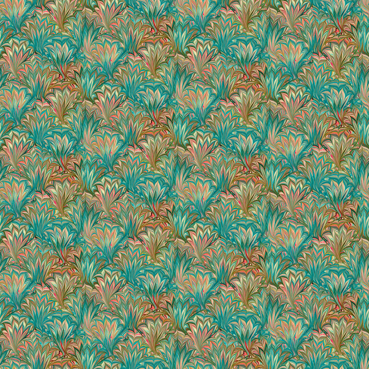 Turquoise Palm Velvet Fabric
