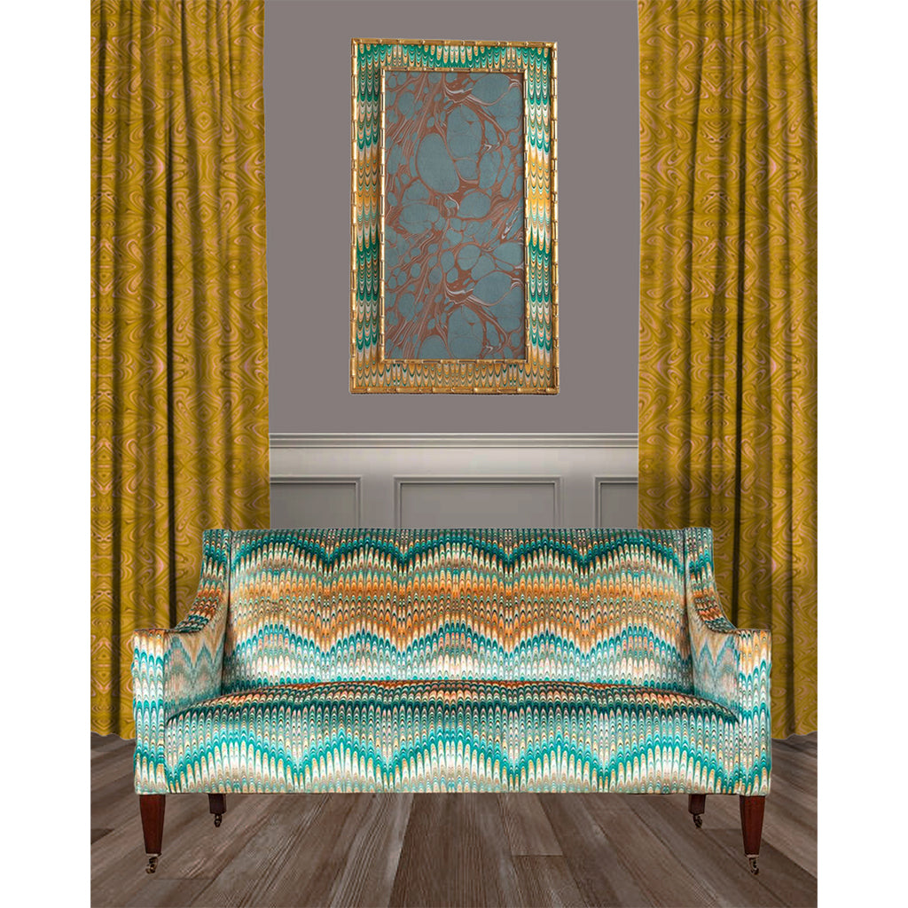 Ochre Strata Velvet Fabric