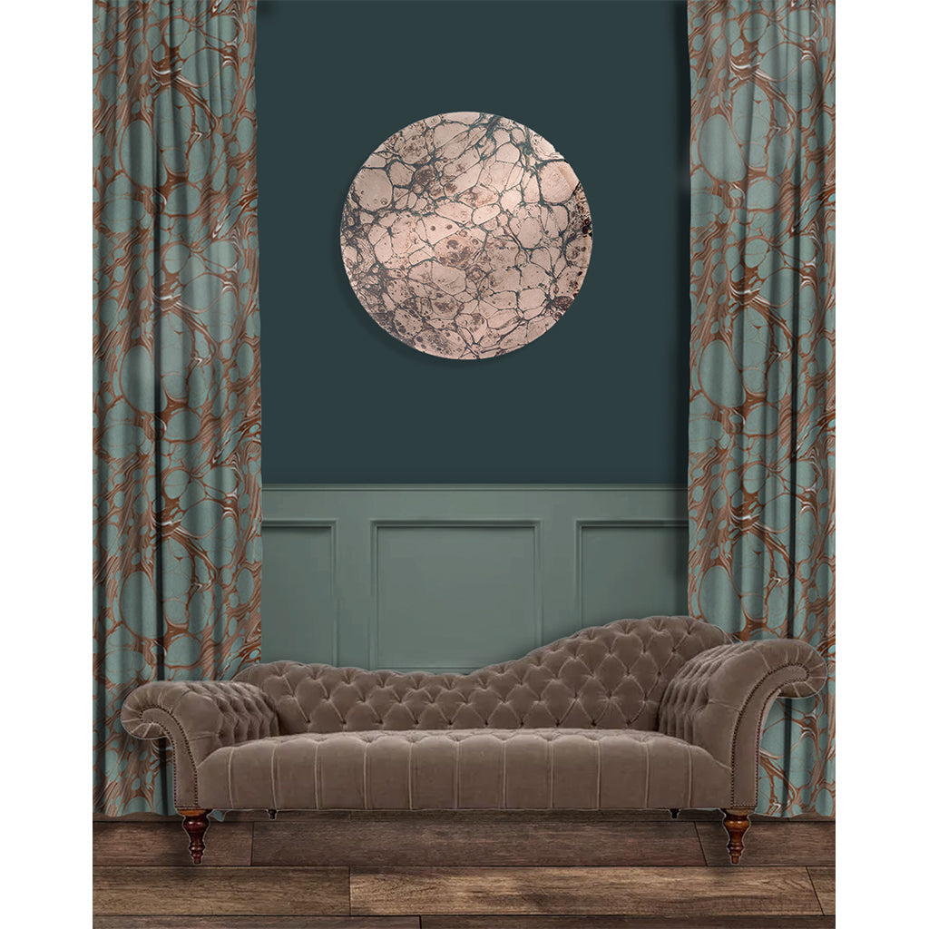 Teal Organic Marbled Velvet Fabric