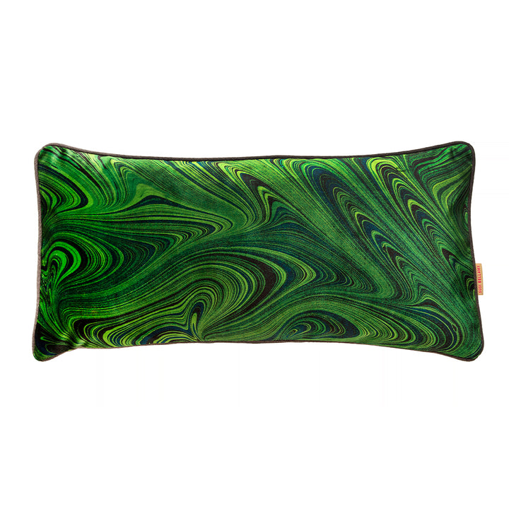 Malachite Marbled Velvet Medium Oblong Cushion