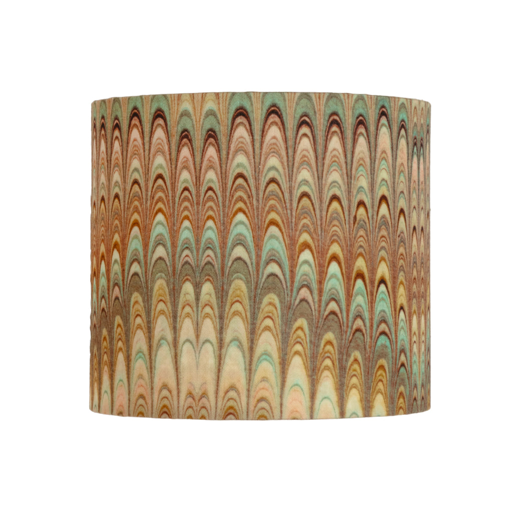 Marbled patterned lampshade on a white background