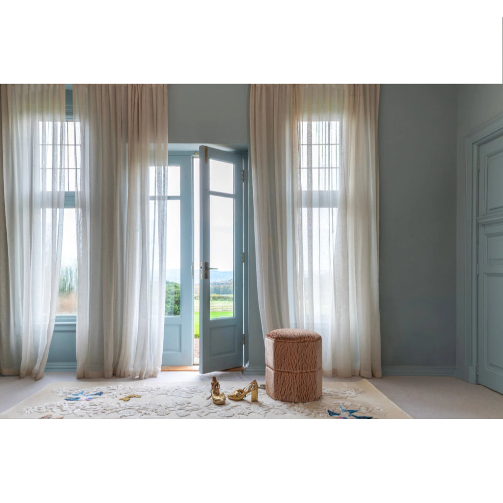 Wheat Veneer Velvet Stool