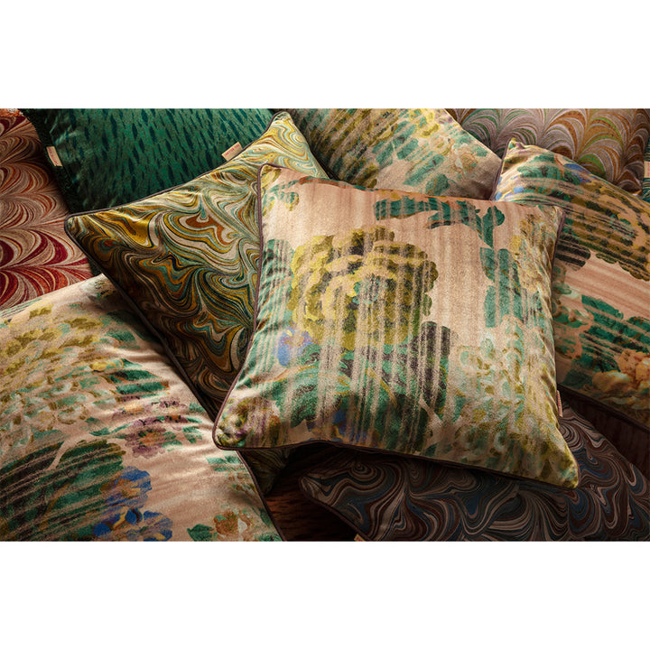 Yellow stripy rose velvet floral luxury pillows for sofa