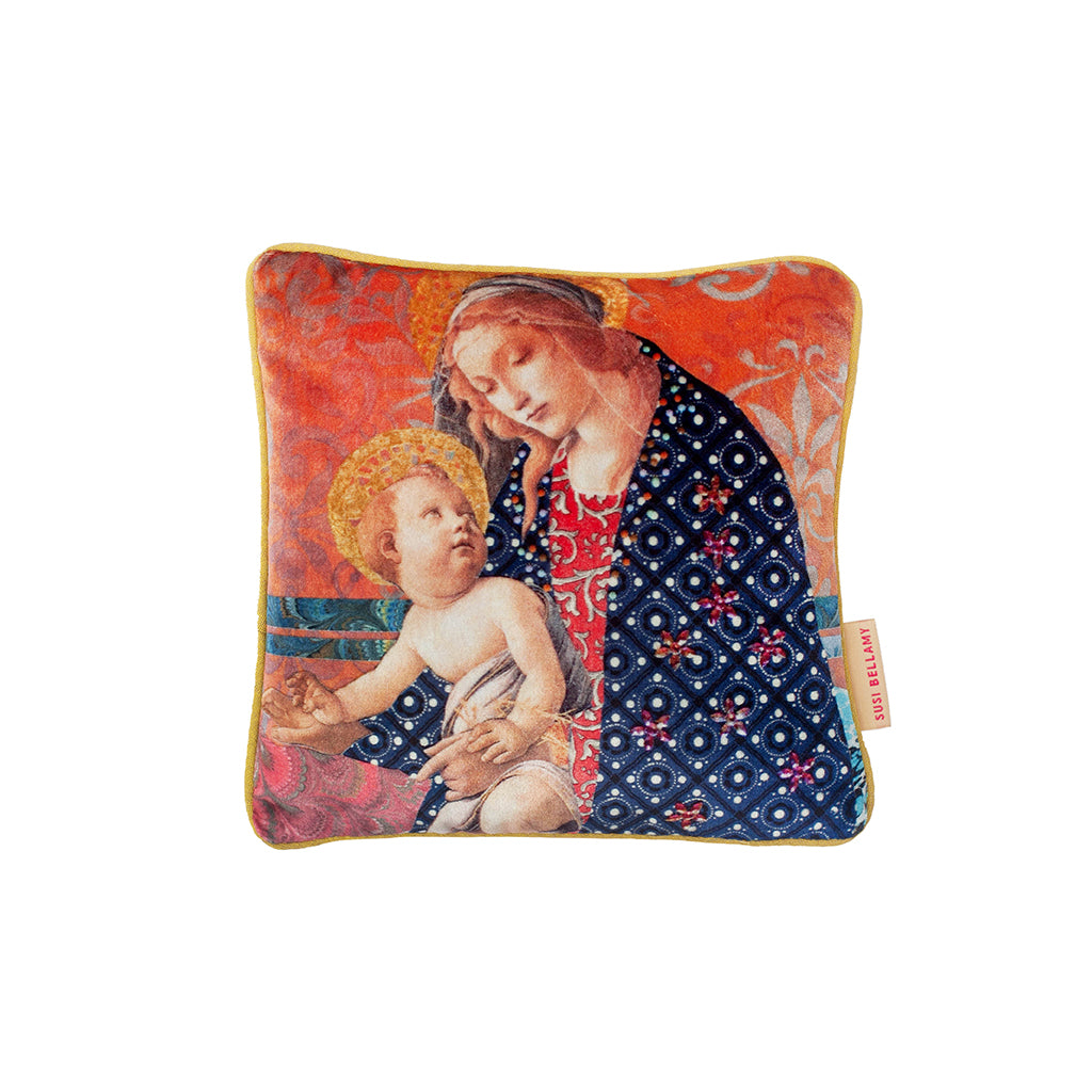 Mini Golden Madonna Velvet Square Cushion