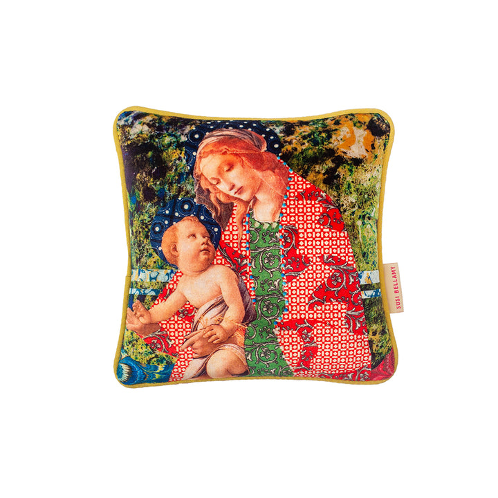 Mini Marbled Madonna Velvet Square Cushion