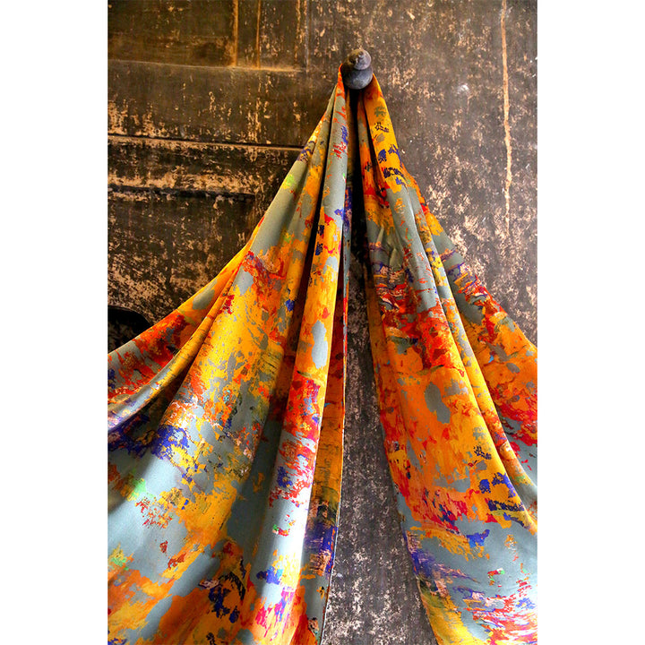 Grey Stucco Silk Satin Scarf