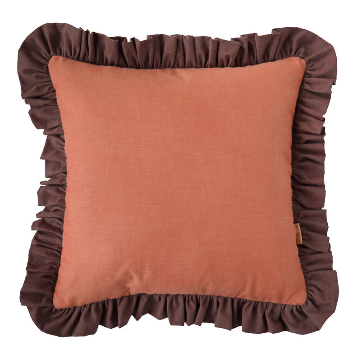 Ruffled Two Tone Casa/Morello Cotton Cushion