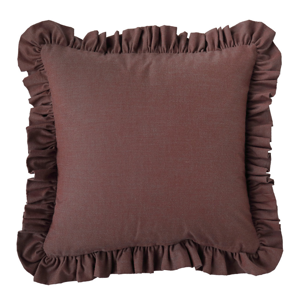 Ruffled Two Tone Casa/Morello Cotton Cushion