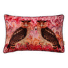 Blush Twin Eagle Owl Velvet Large Oblong Cushion