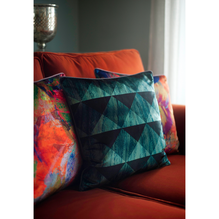 teal graphic scatter cushions