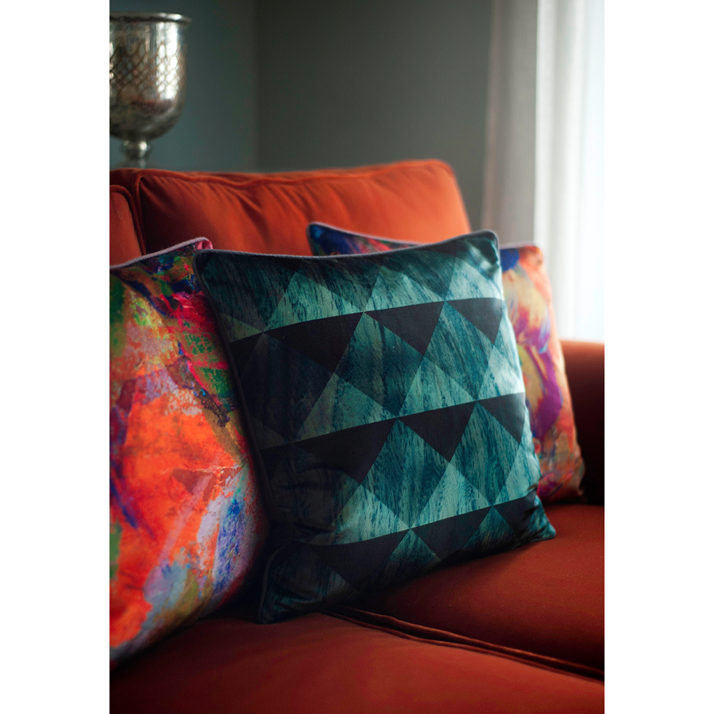teal graphic scatter cushions