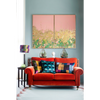 living room styling with geometric velour