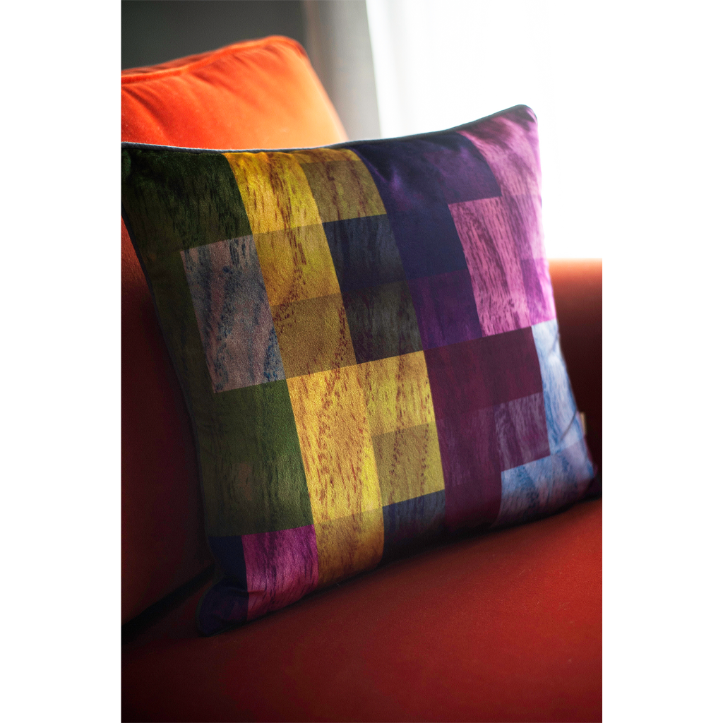 patchwork multicolour cushion