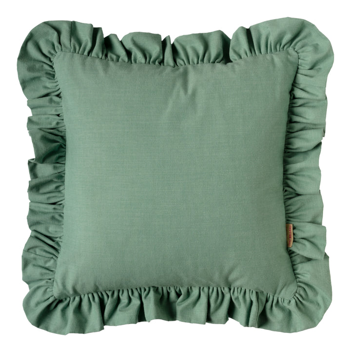 Pine/Eggplant Ruffled Cotton Cushion