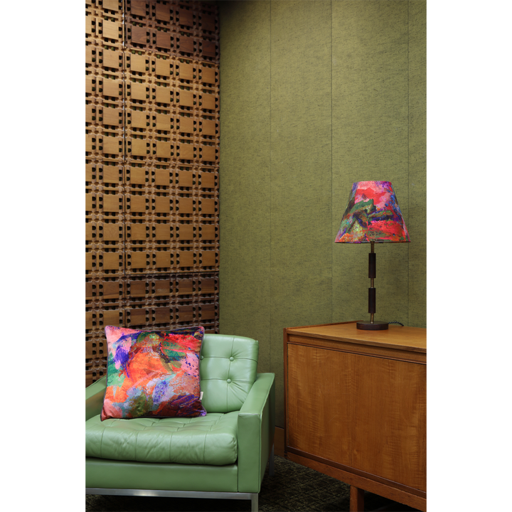 green decor - midcentury office with velvet throw pillow