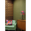 green decor - midcentury office with velvet throw pillow