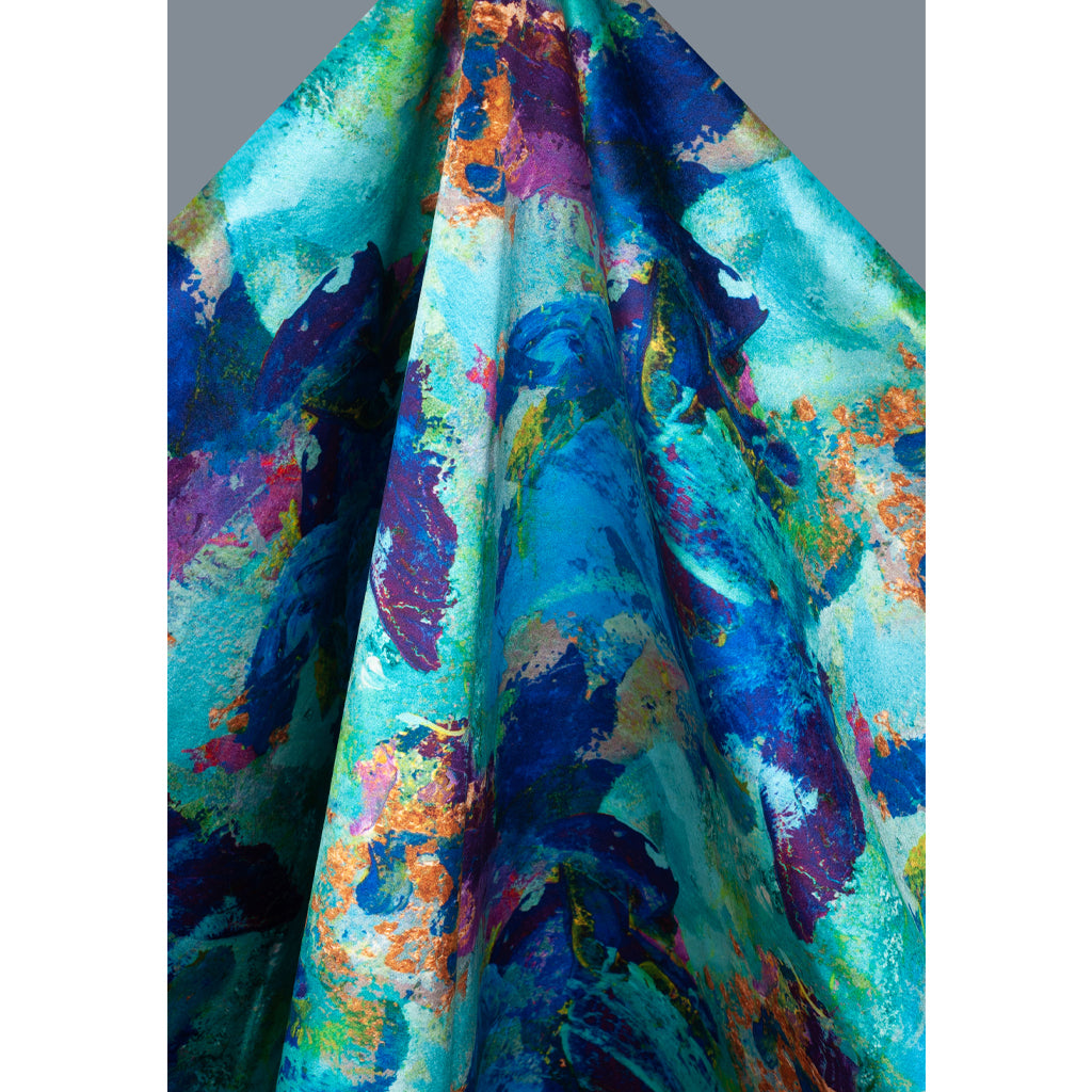 Azure Abstracts Velvet Fabric