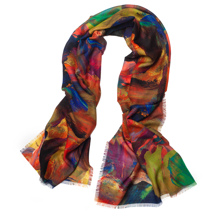 Candied Painterly Silk Wool Scarf