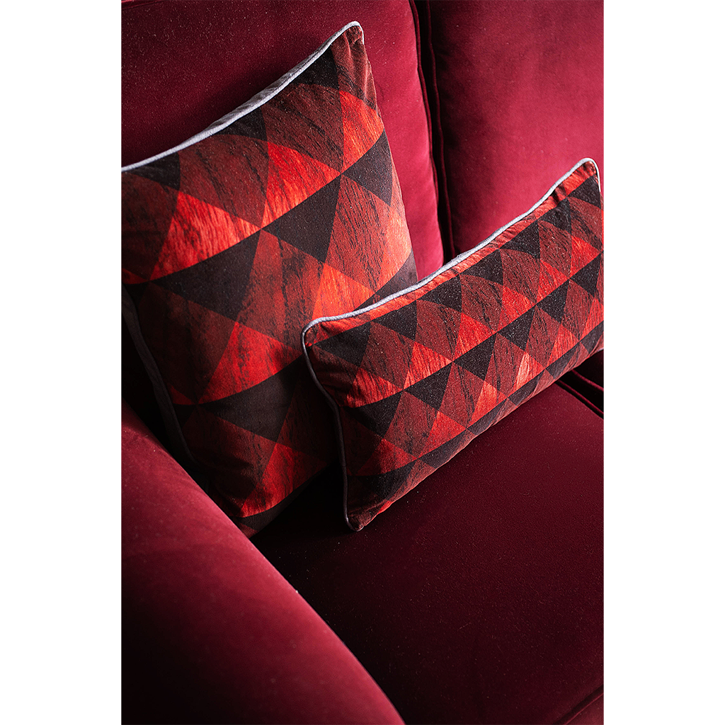 Carmine Cotton Velvet Square Cushion