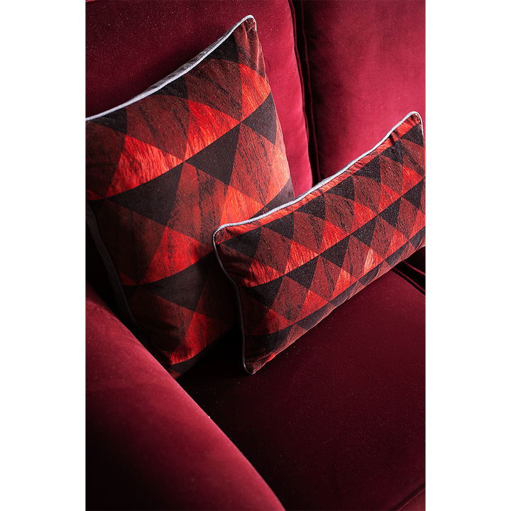 Carmine Cotton Velvet Square Cushion