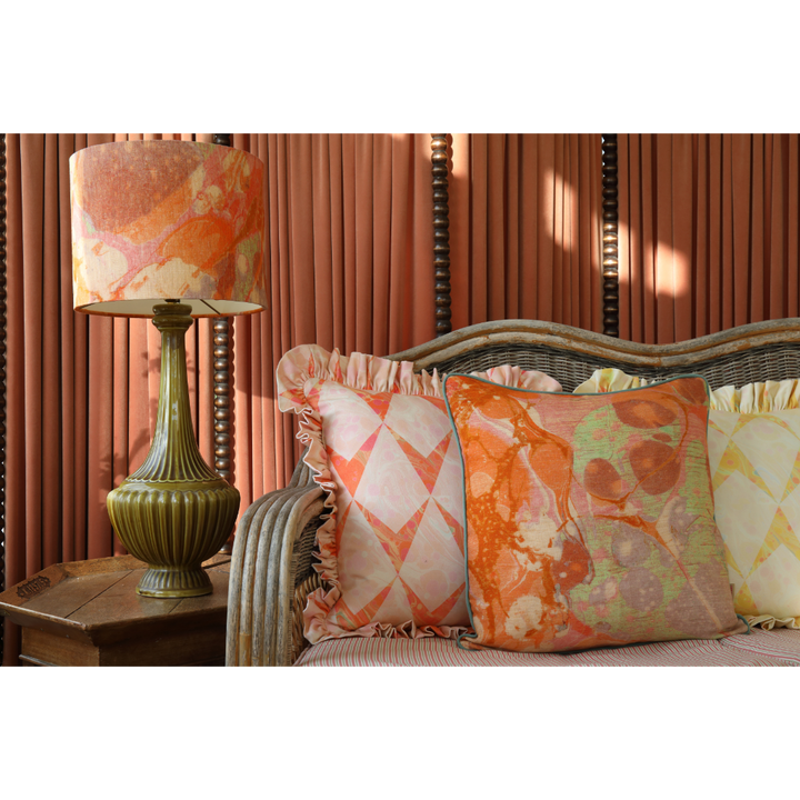 Coral Tapestry Linen Lampshade