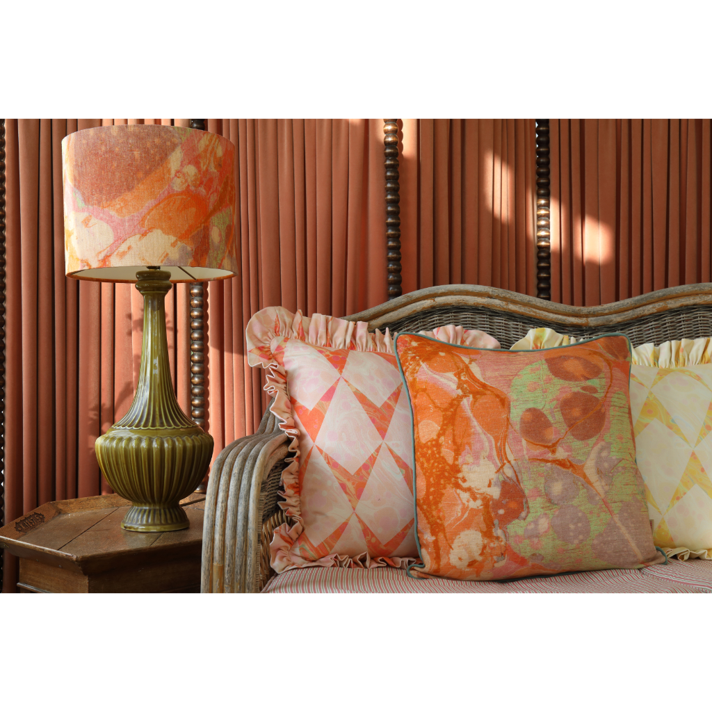 Coral Tapestry Linen Lampshade