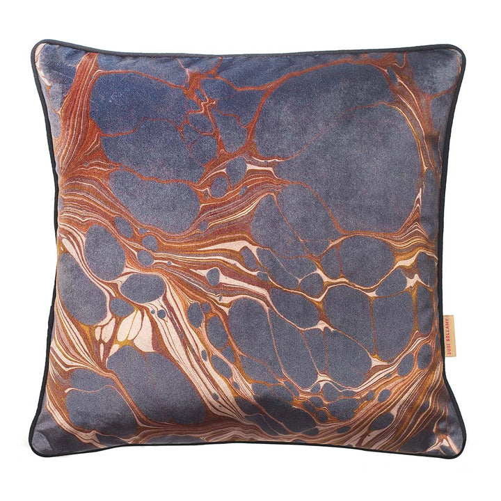 Fig Marbled Square Velvet Cushion