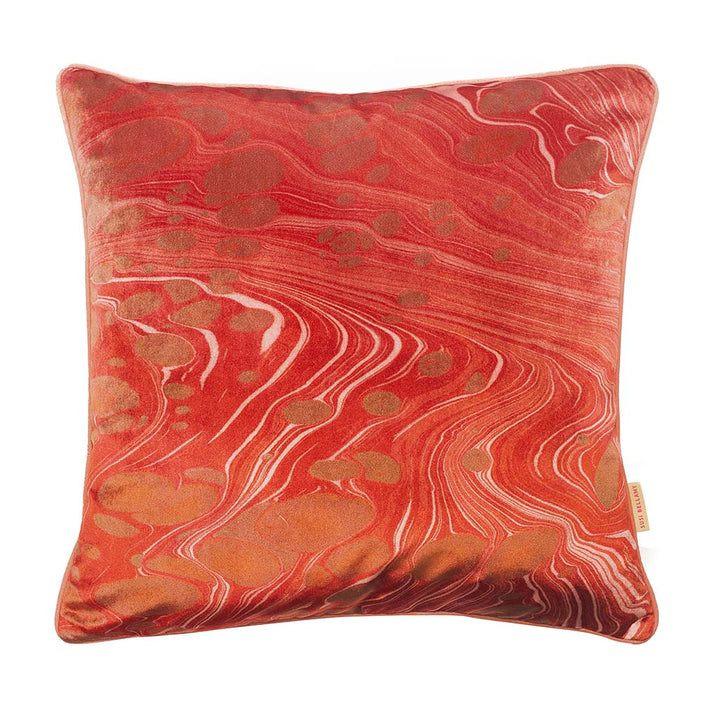 Amber Marbled Velvet Square Cushion