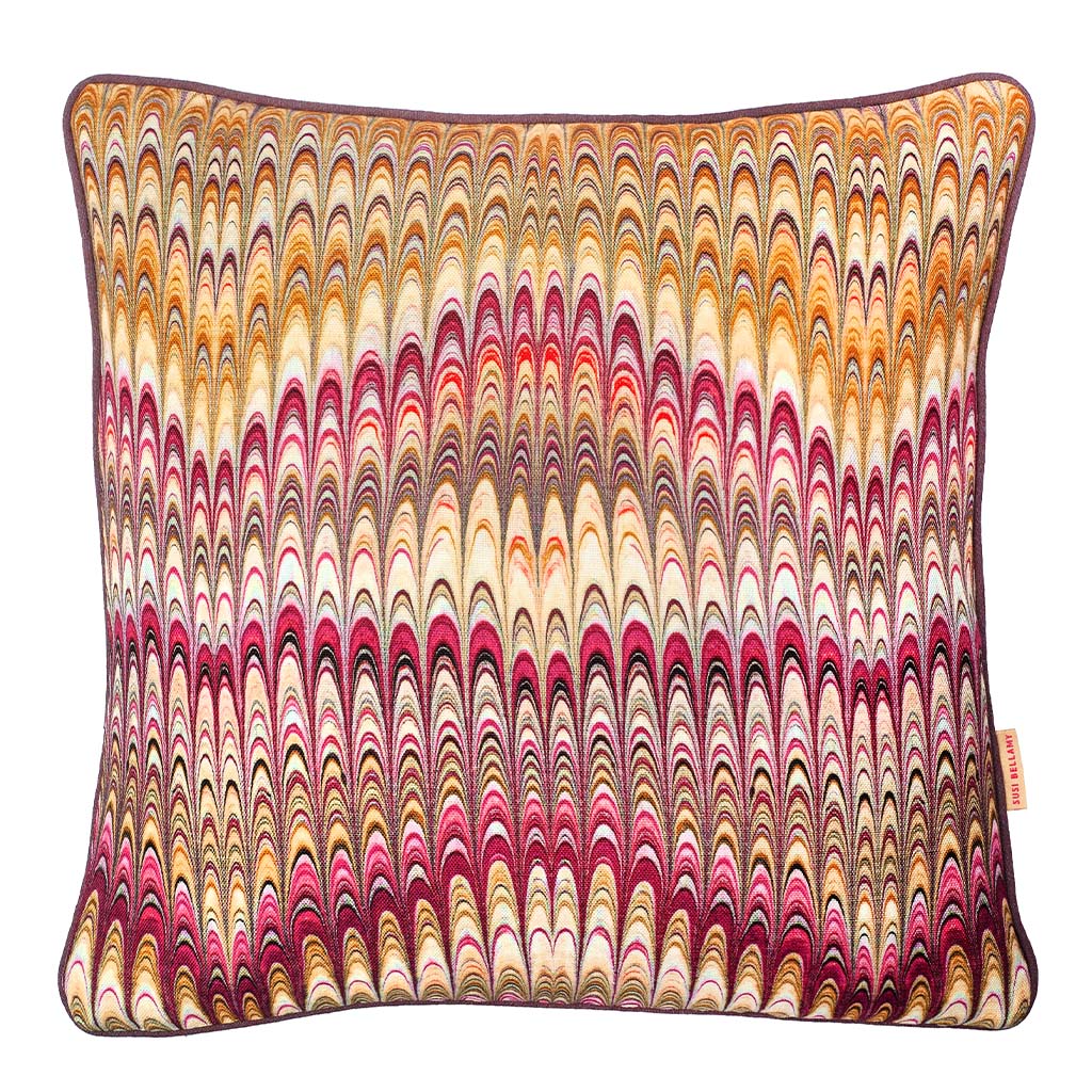 Dahlia Plumes Square Linen Cushion