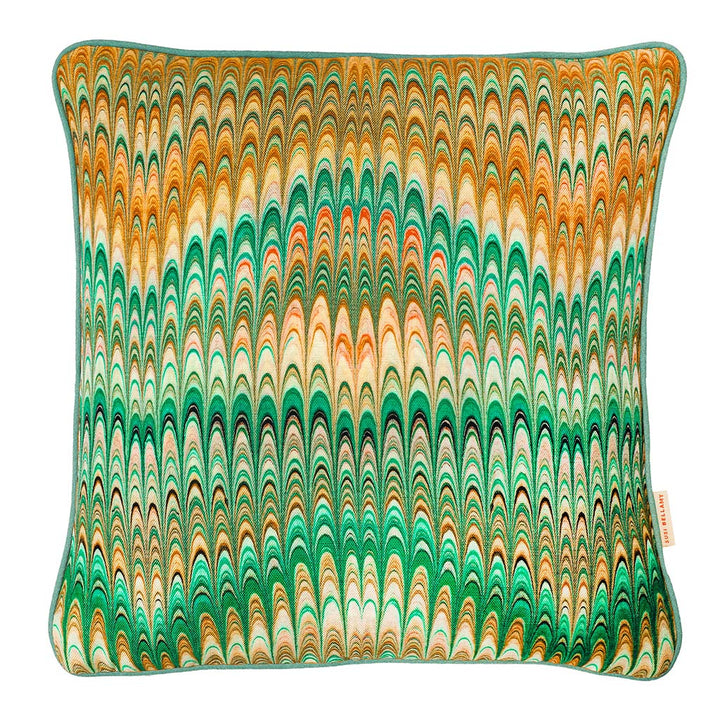 Saffron Plumes Square Linen Cushion