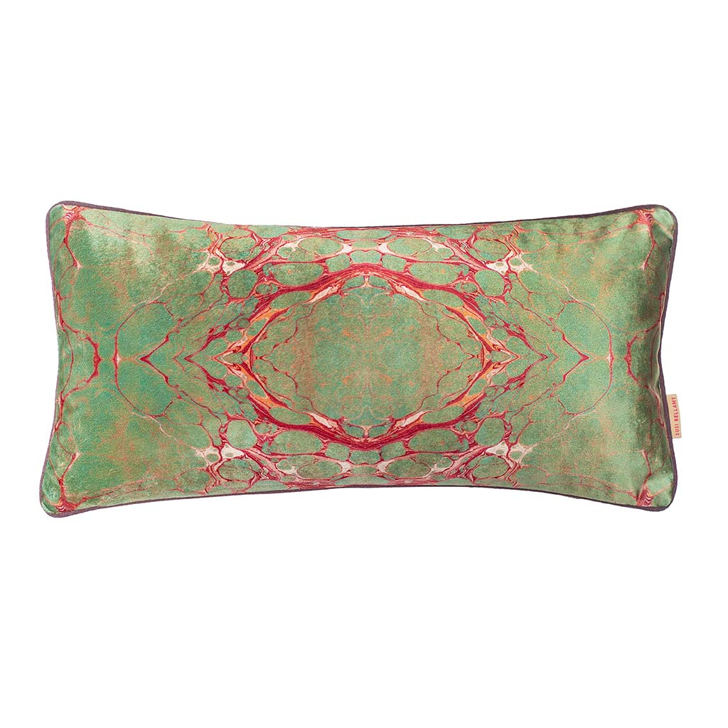 Sage Marbled Velvet Medium Oblong Cushion