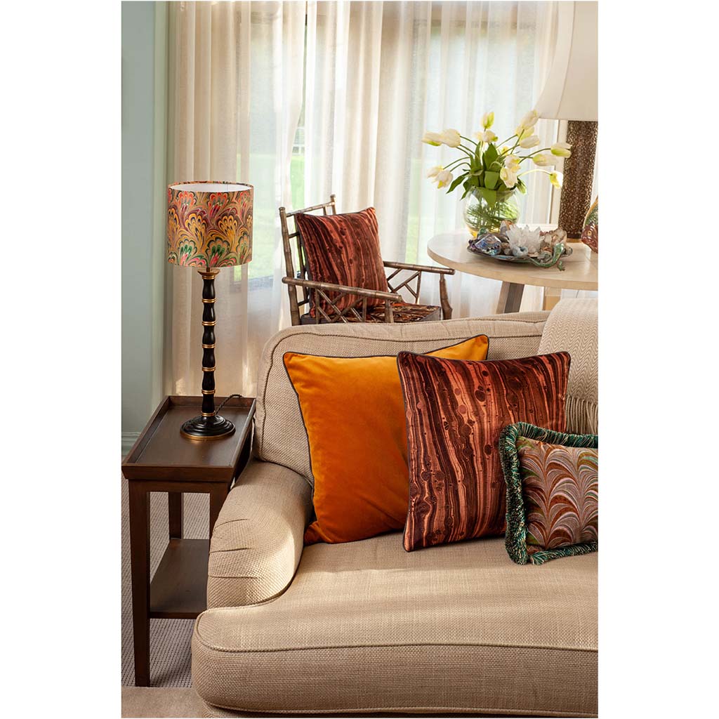 Ruched Olive Wide Comb Velvet Medium Oblong Cushion –